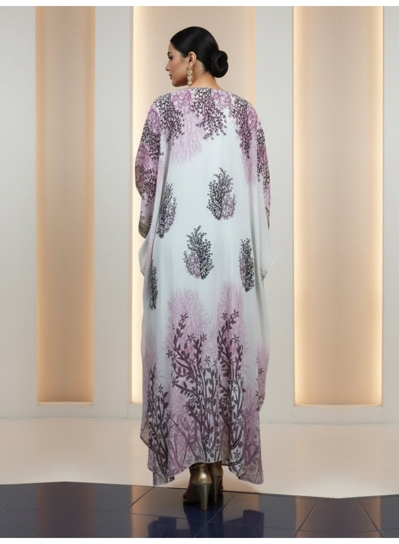 الايا كفتان شيفون مطرز يدوياً بشيكانكاري - Image 2